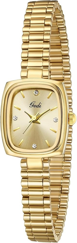FORSINING Square Small Gold Watches for Women Ladies Quartz Wrist Watches with Gold Stainless Ste... | Amazon (US)
