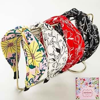 4 Pack Floral Printed Headbands Wide Knotted Headbands for Women Cross Knot Fashion Hair Bands-Bo... | Amazon (US)