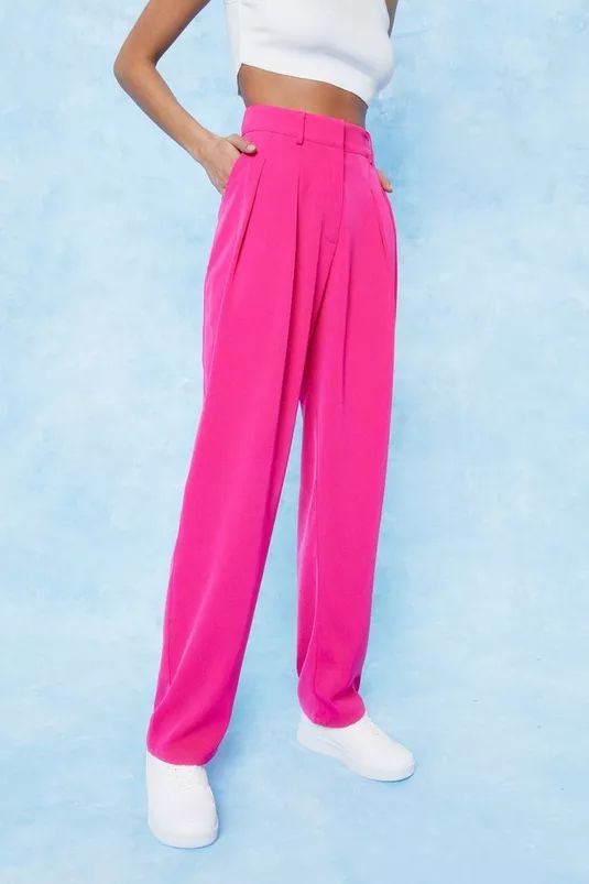 Pleated Tailored High Waisted Wide Leg Pants | Nasty Gal (US)