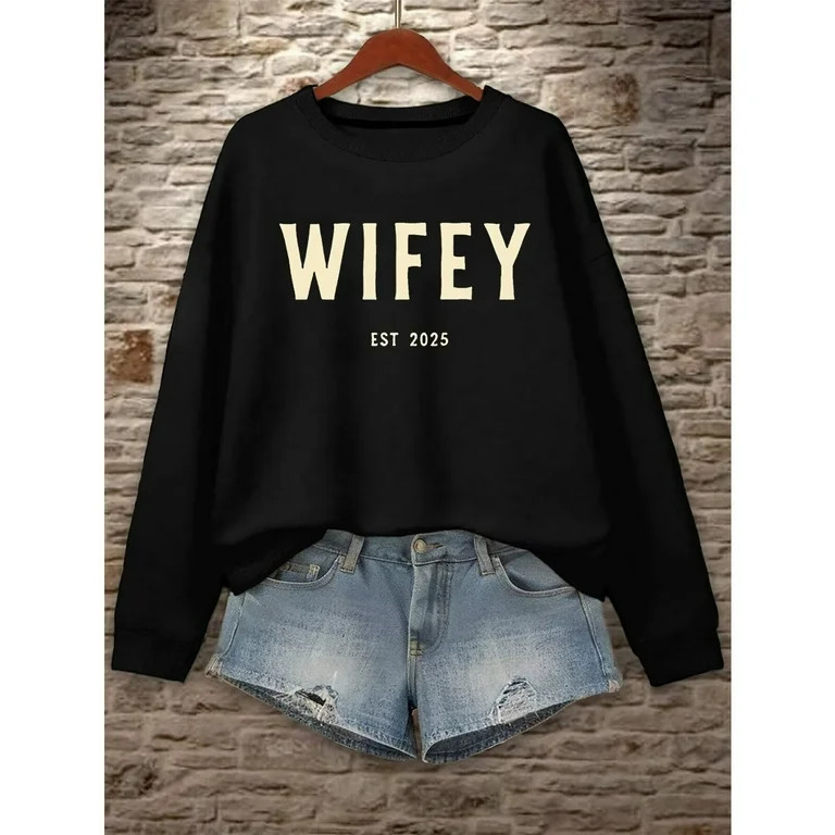 Wifey Est 2025 Sweatshirt, Bridal Shower Gift for Bride Crewneck, S-3XL | Walmart (US)