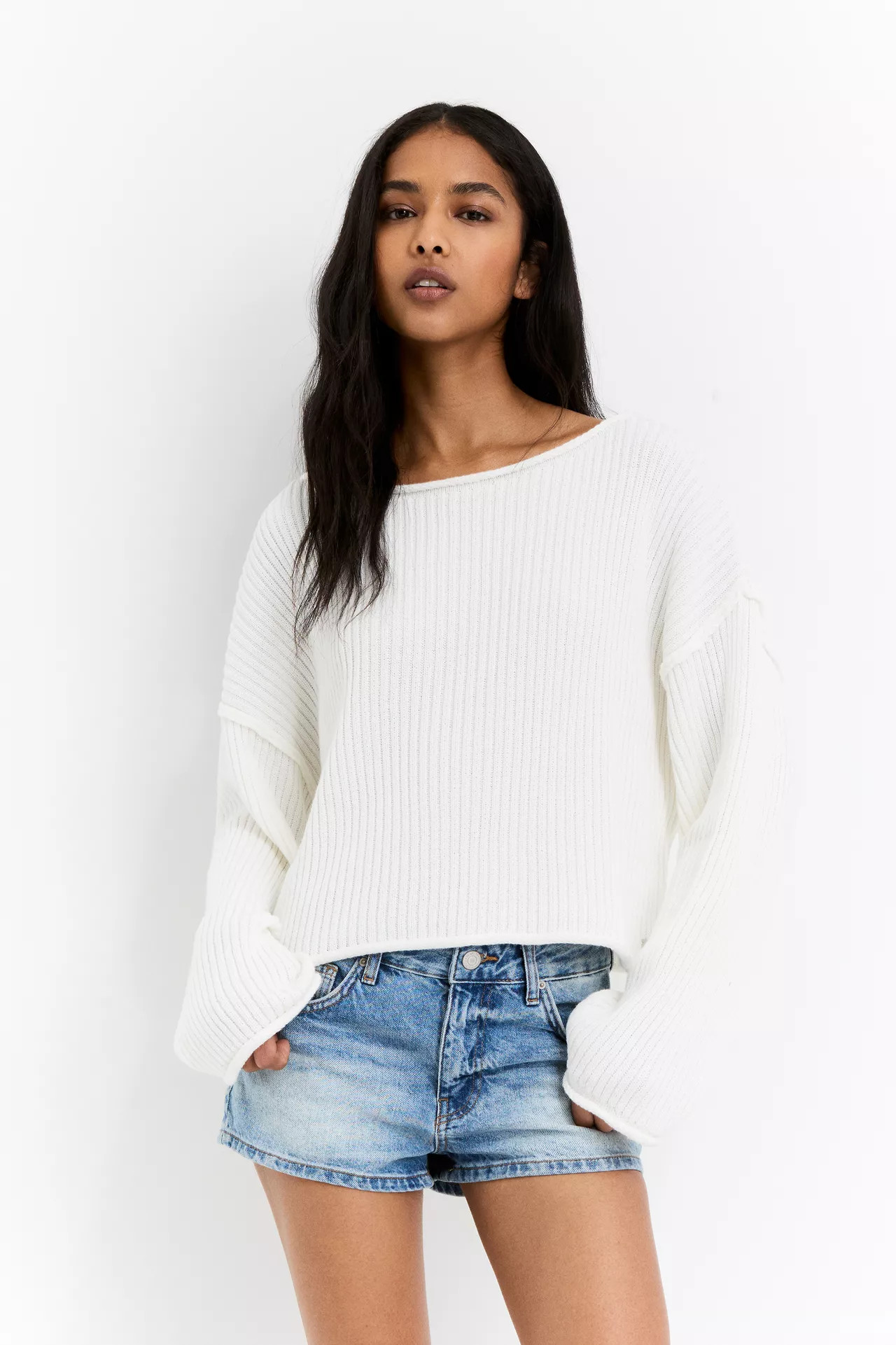 Cropped-Pullover im Rippenstrick | PULL and BEAR DE