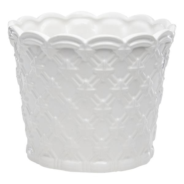 Providence Indoor White Ceramic Weave Planter, 8" | At Home