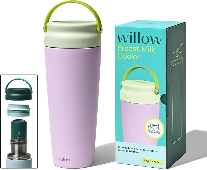 Willow - 16oz Portable Breastmilk Cooler - Keeps Breast Milk Cold for 24 Hours - Stainless Steel ... | Amazon (US)