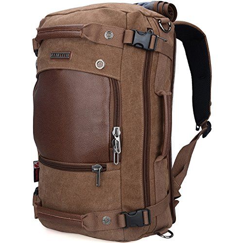 WITZMAN Men Travel Backpack Canvas Rucksack Vintage Duffel Bag A2021 (21 inch Brown) | Amazon (US)