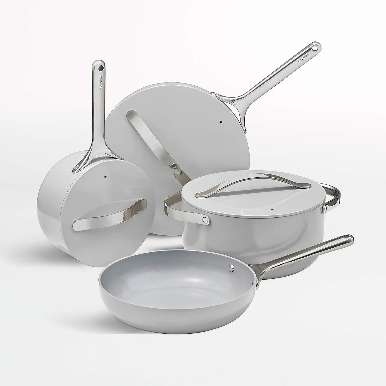 Caraway Grey Ceramic Non-Stick 12-Piece Cookware Set + Reviews | Crate & Barrel | Crate & Barrel