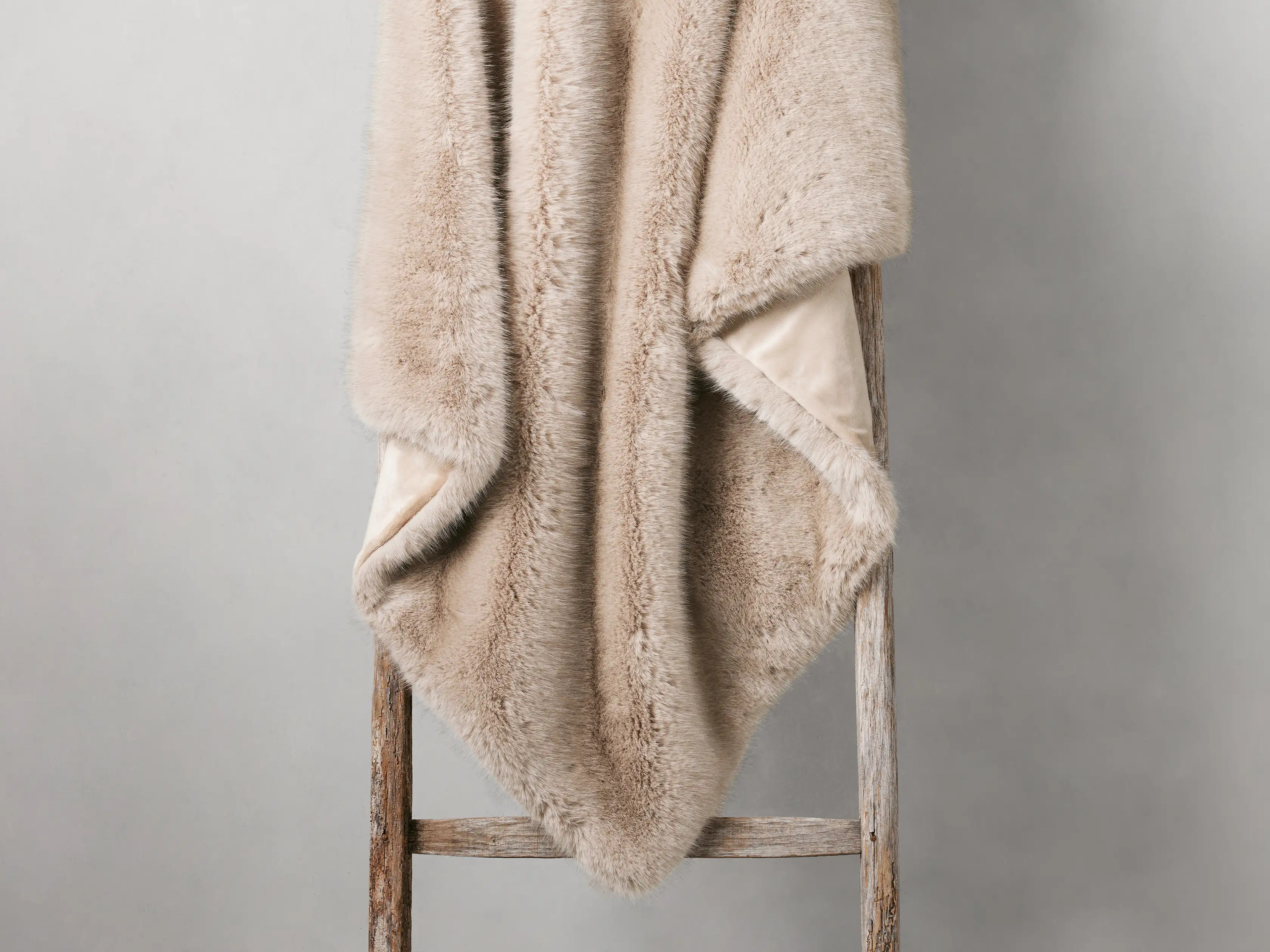 Fairbanks Faux Fur Throw in Dune | Arhaus