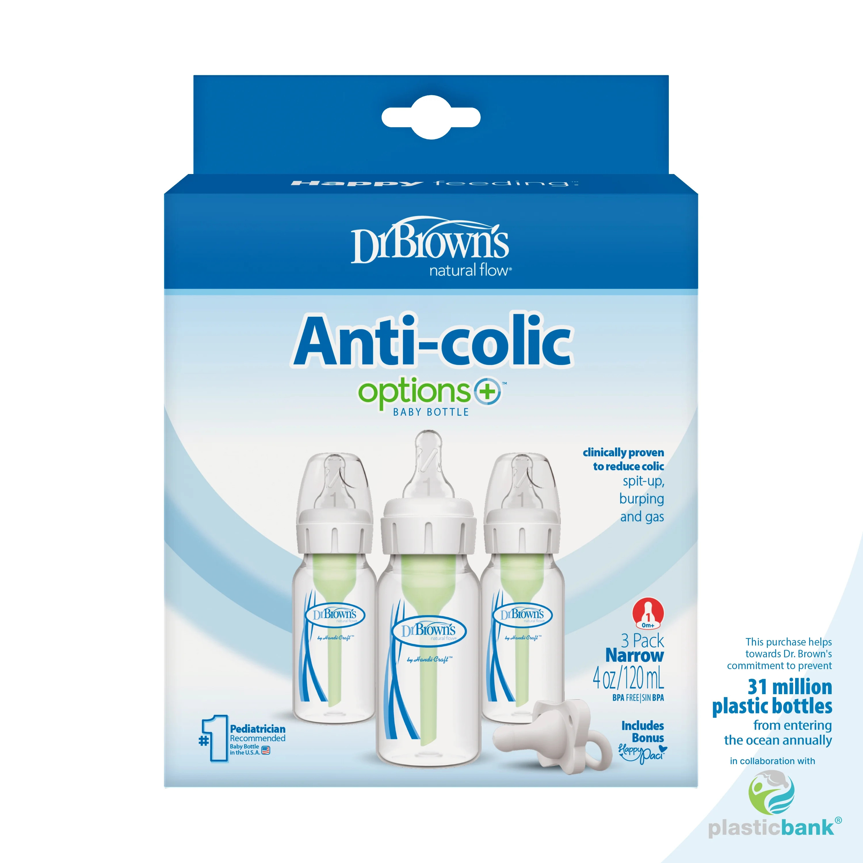 Dr. Brown's Options+ Anti-Colic Baby Bottle - 4oz/3pk | Walmart (US)