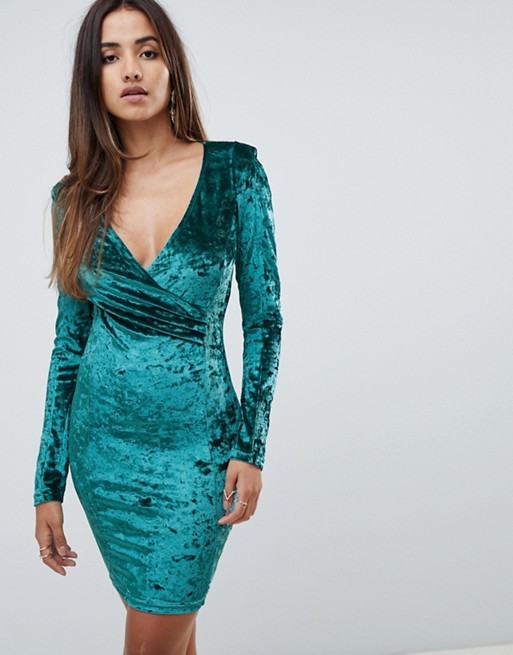 Scarlet Rocks velvet wrap dress in teal | ASOS US
