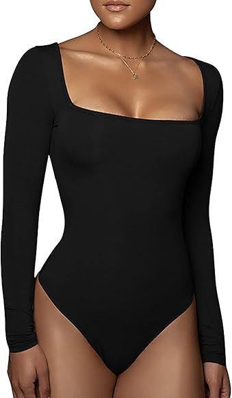 RoomTour Bodysuit Tops Elegant Langarm Body Damen Damenbody for damen Stringbody | Amazon (DE)