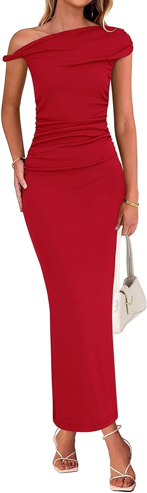 BTFBM Women Formal Cocktail Dresses Summer 2026 One Shoulder Twist Strap Ruched Bodycon Elegant W... | Amazon (US)