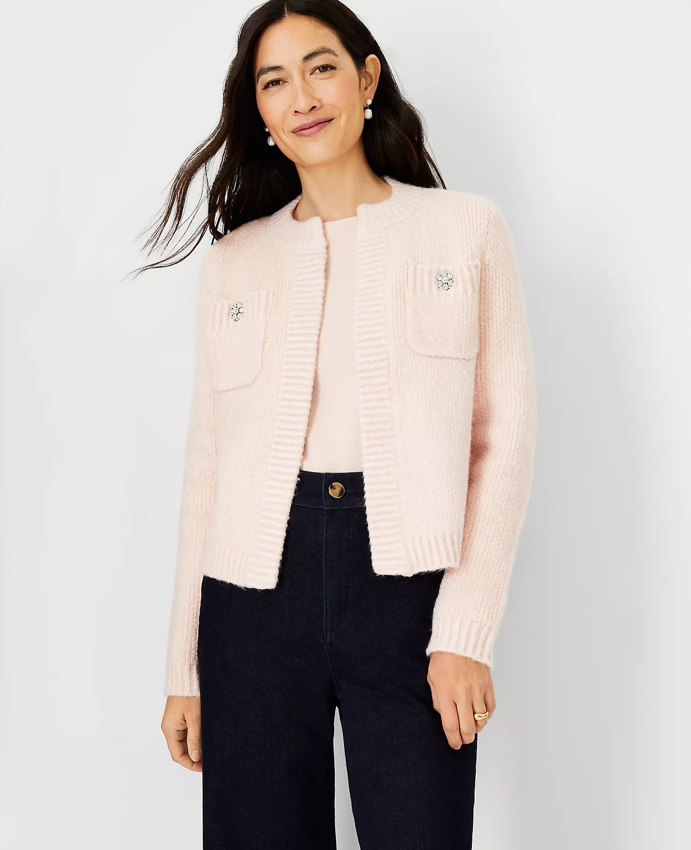 Jeweled Button Sweater Jacket | Ann Taylor (US)