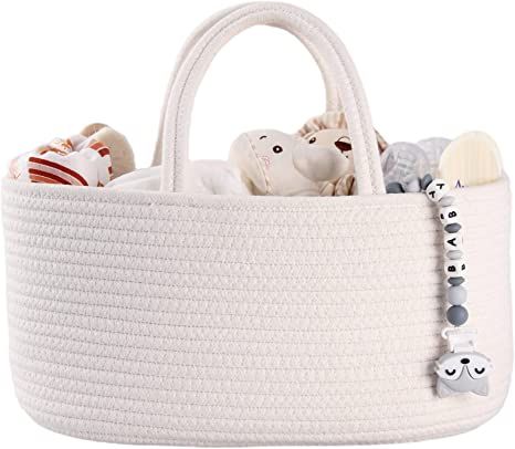 Large Baby Diaper Caddy Organizer for Girl Boy Rope Nursery Storage Bin Basket Portable Holder To... | Amazon (US)