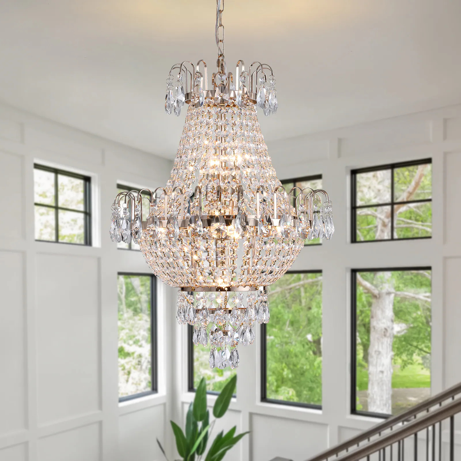 LUXEYARD Gold Crystal Chandeliers Large Contemporary Luxury Ceiling Lighting for Living Room Dining Room Bedroom Hallway | DS-M-W2312P368686 | Lowe's