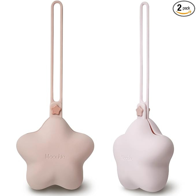 Moonkie Silicone Pacifier Holder Case, Cute Portable Pacifier Storage Case, 2 Pack | Amazon (US)
