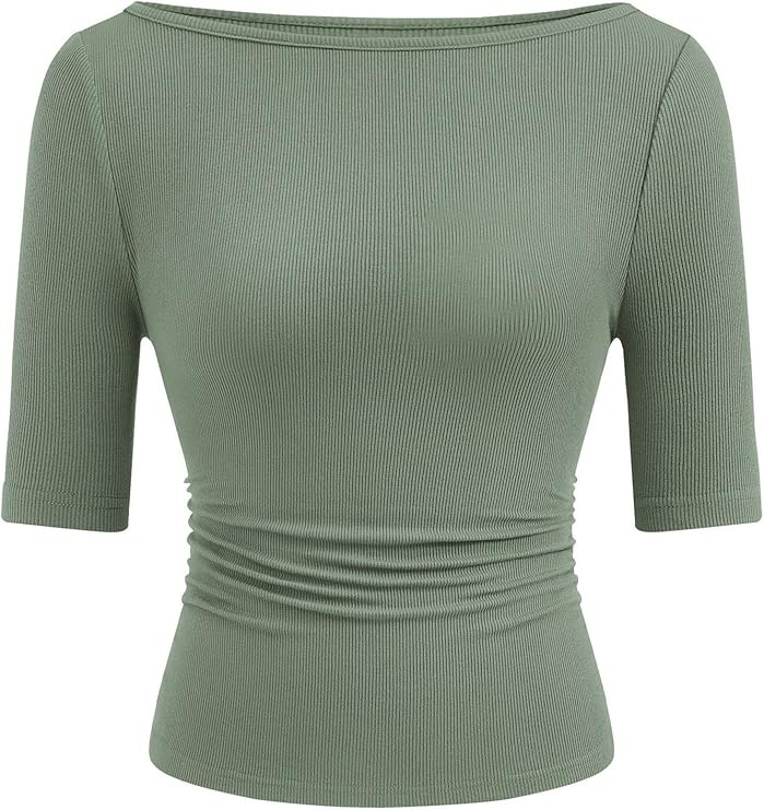 PRETTYGARDEN Womens Boat Neck Basic Short Sleeve Tops | Amazon (US)