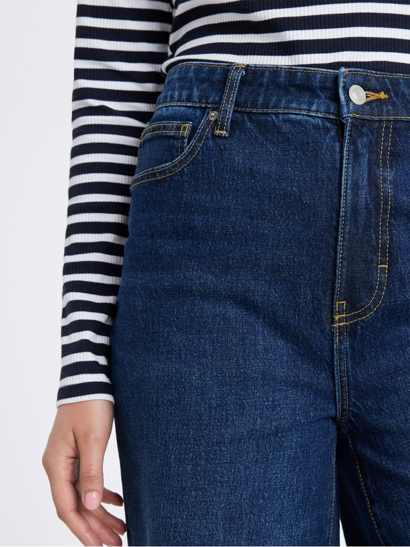 Free Assembly Women's High Rise Full Length Wide Leg Jeans, 30" Inseam, Sizes 0-26W | Walmart (US)