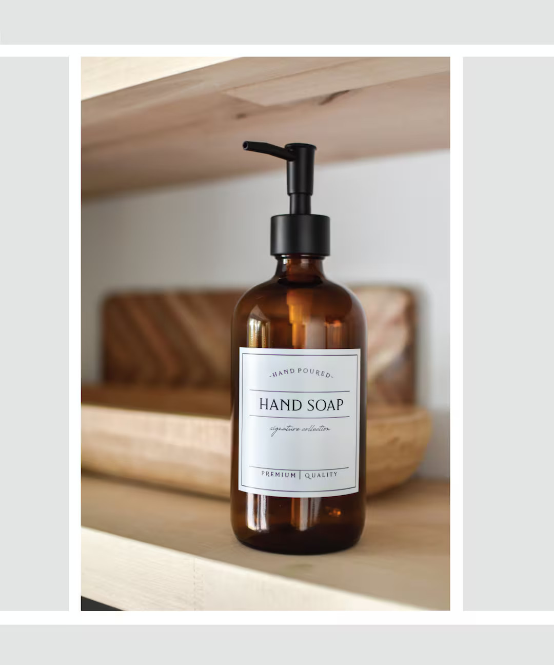 16oz AMBER Glass Hand Soap, SIGNATURE Style Waterproof Label, PREMIUM Pump, Refillable Soap Dispe... | Etsy (US)