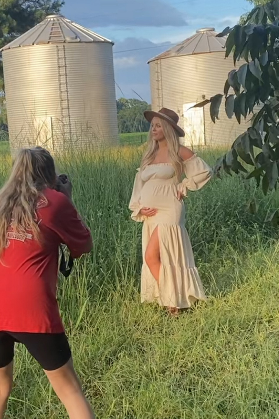 BOHO Maternity photoshoot cream white dress off shoulder 

#LTKbump #LTKU #LTKbeauty
