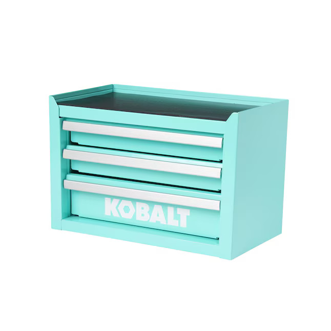 Kobalt Portable tool box 11.1-in W x 7.36-in H x 6.14-in D 3 -Drawer Teal Steel Tool Box | Lowe's
