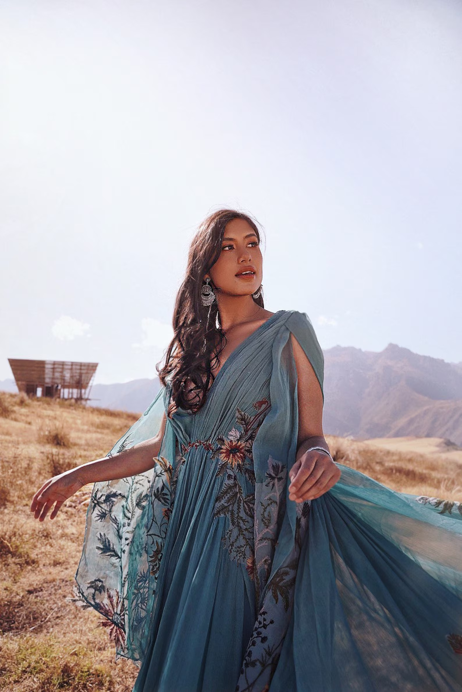 Embroidered Wedding Dress, Garden Wedding Dress , Floral Wedding Dress, Embroidery Gown Teal Dres... | Etsy (US)