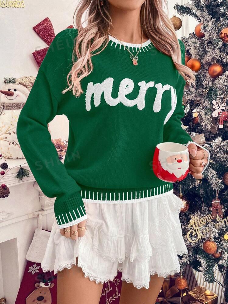 SHEIN Essnce Women's Casual Christmas-Themed Pattern Sweater, Autumn/Winter | SHEIN USA | SHEIN