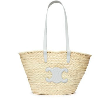 Medium Triomphe Celine classic panier in palm leaves and calfskin - CELINE | 24S (APAC/EU)