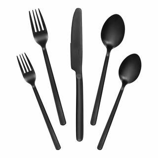 Brenner 20-Piece Matte Black Finished Stainless Steel Flatware Set (Service for 4) | The Home Depot