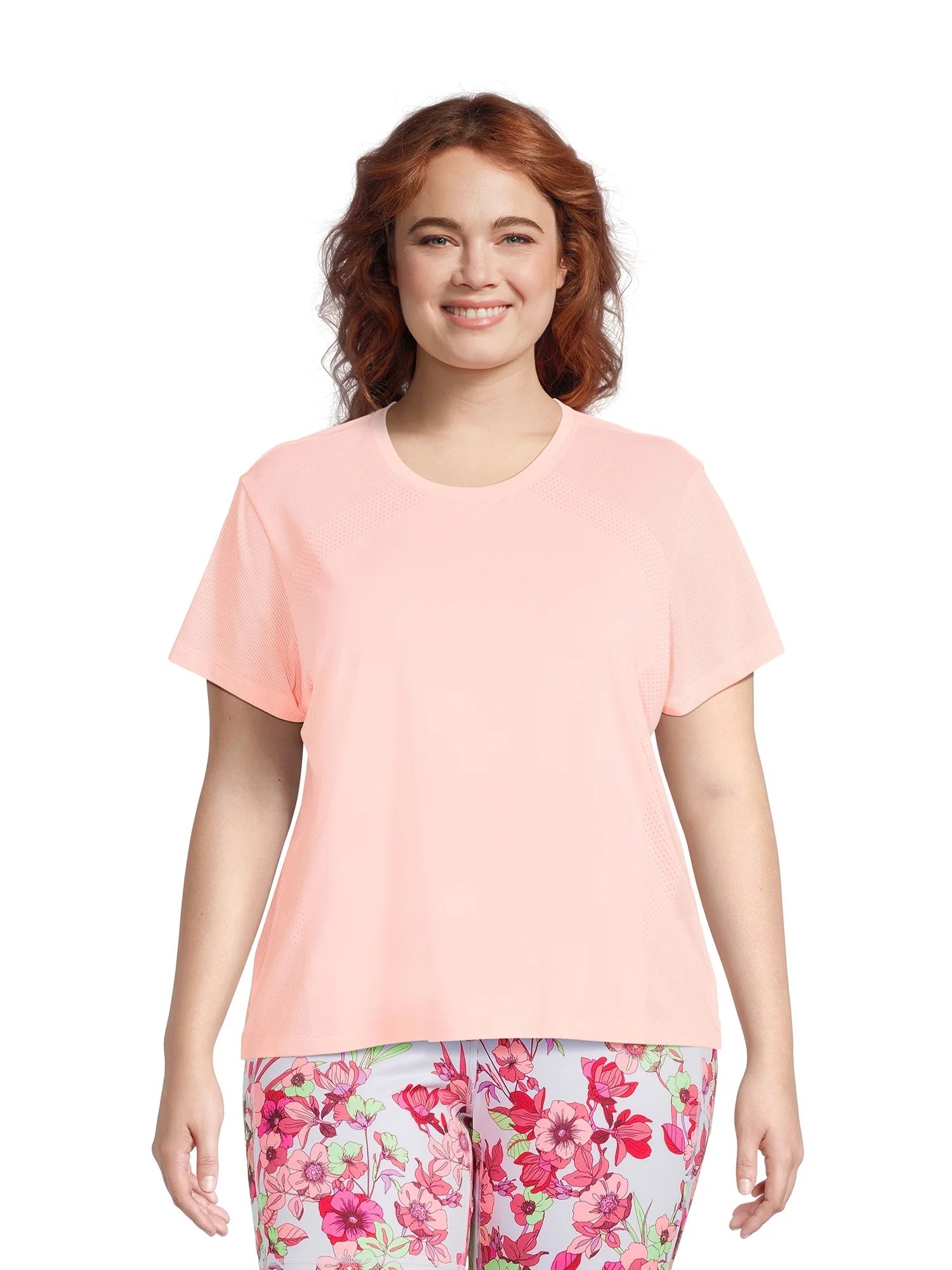 Avia Women’s Perforated Performance T-Shirt with Short Sleeves, Sizes S-XXXL - Walmart.com | Walmart (US)