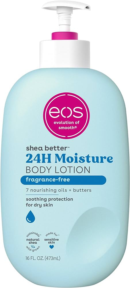 eos Shea Better Body Lotion with 24-Hour Hydration               
Scent: Fragrance Free | Amazon (US)