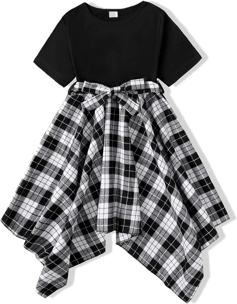 YOURUIKEY Girls Dress Girl Fall Outfit Teen Girl Casual Dresses Irregular Dresses for Kids | Amazon (US)