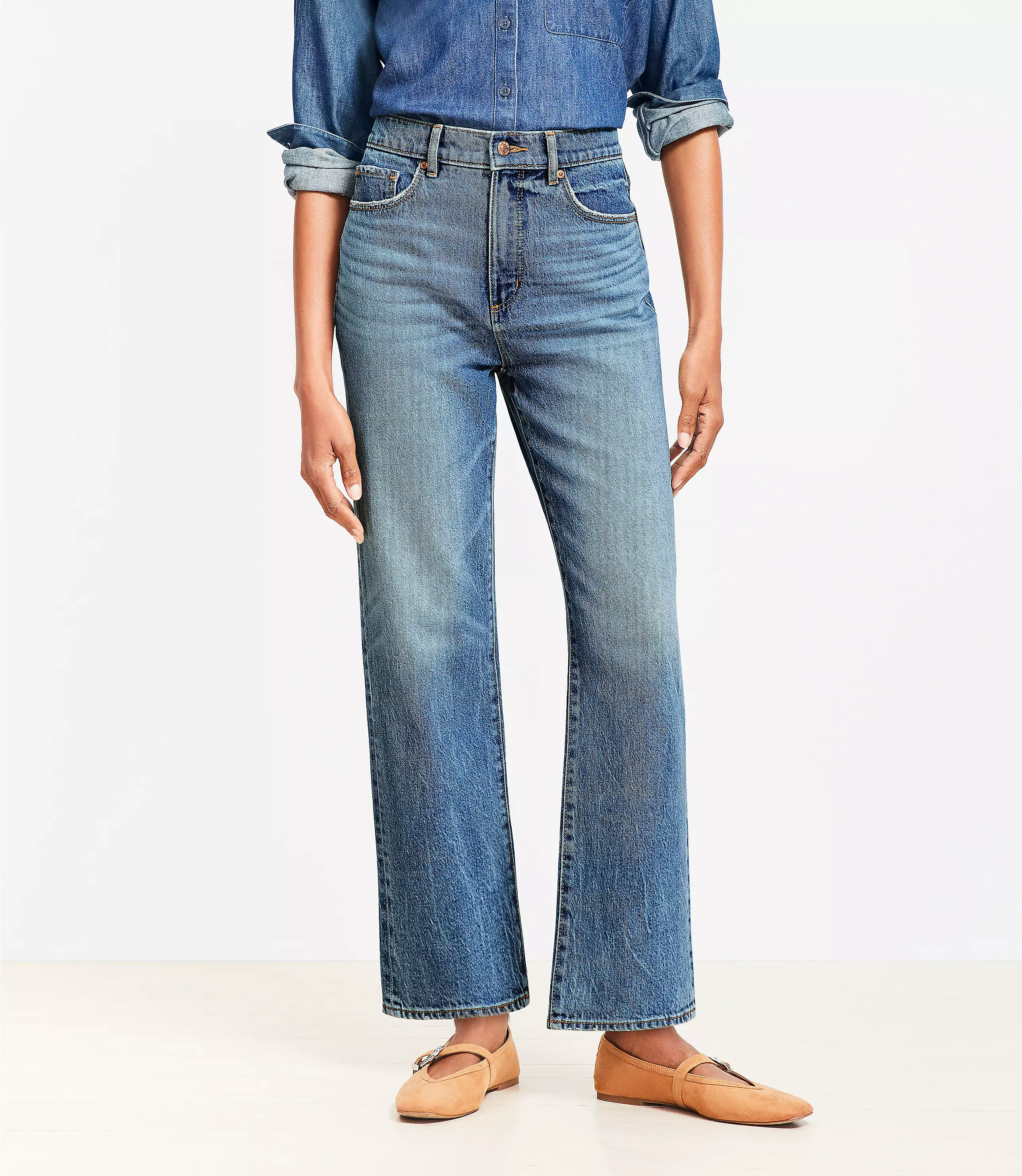 High Rise Straight Jeans in Authentic Vintage Mid Wash | LOFT