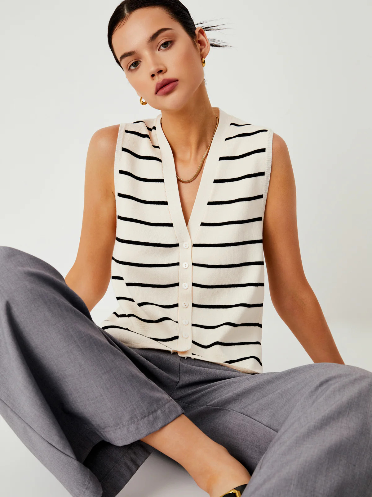 Effortless Stripe Vest | Commense