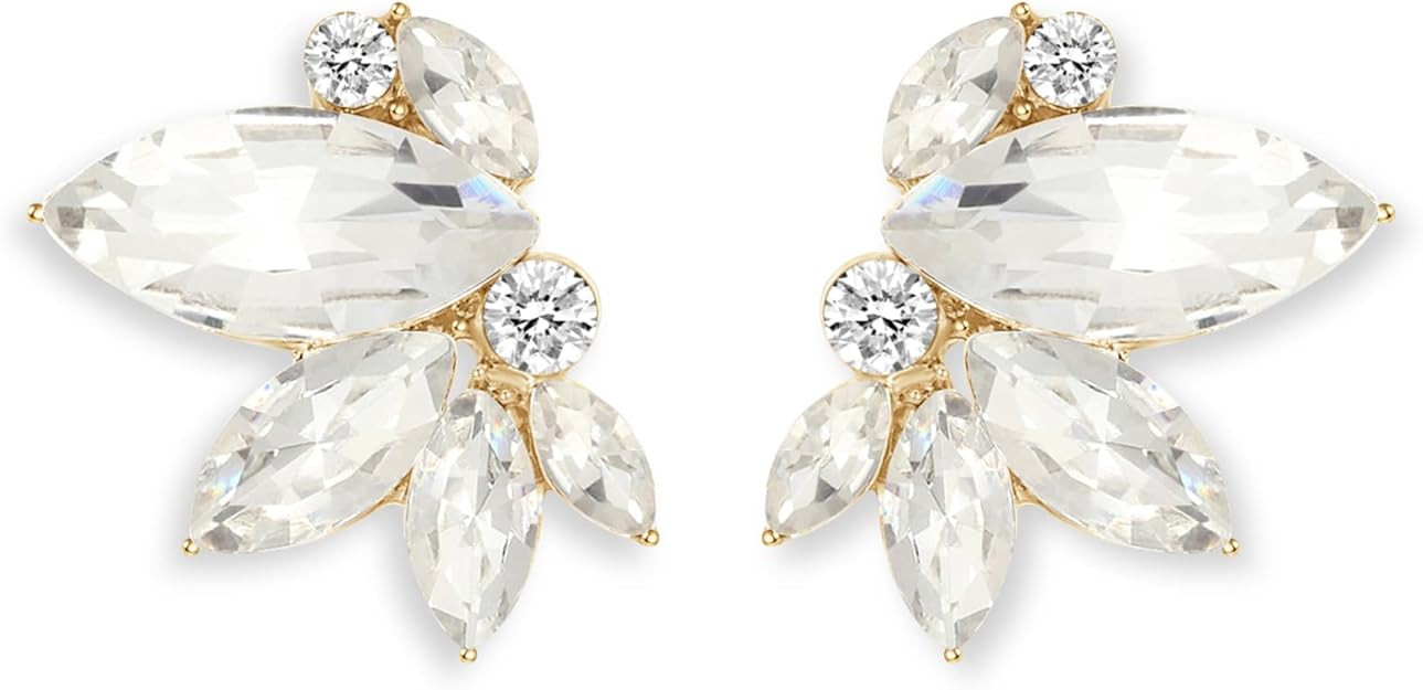 Sparkly Rhinestone Drop Earring Dainty Faux Crystal Earring Studs for Women Wedding Prom Party | Amazon (US)