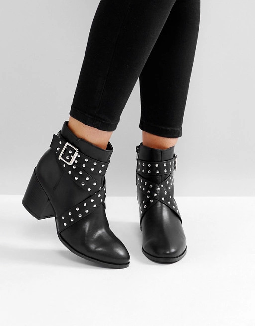 London Rebel Stud Wrap Buckle Boots | ASOS US