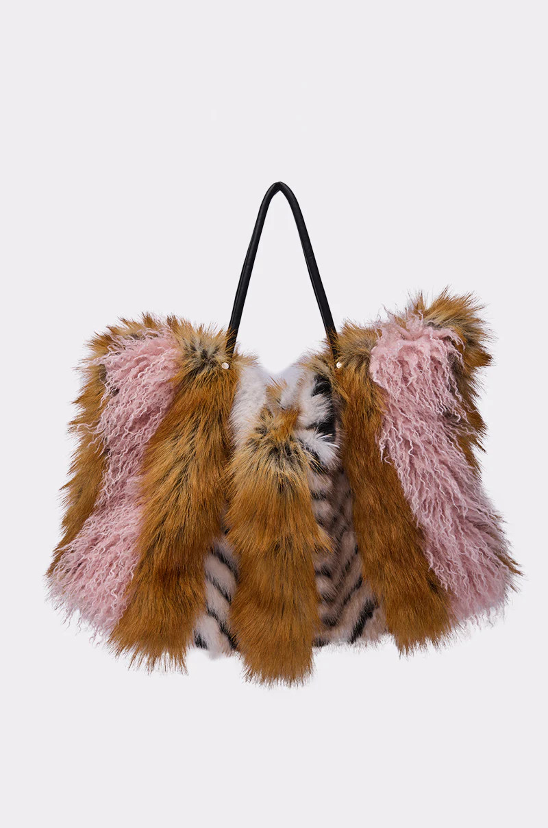 AKIRA Wild One Faux Fur Tote | Brown | AKIRA