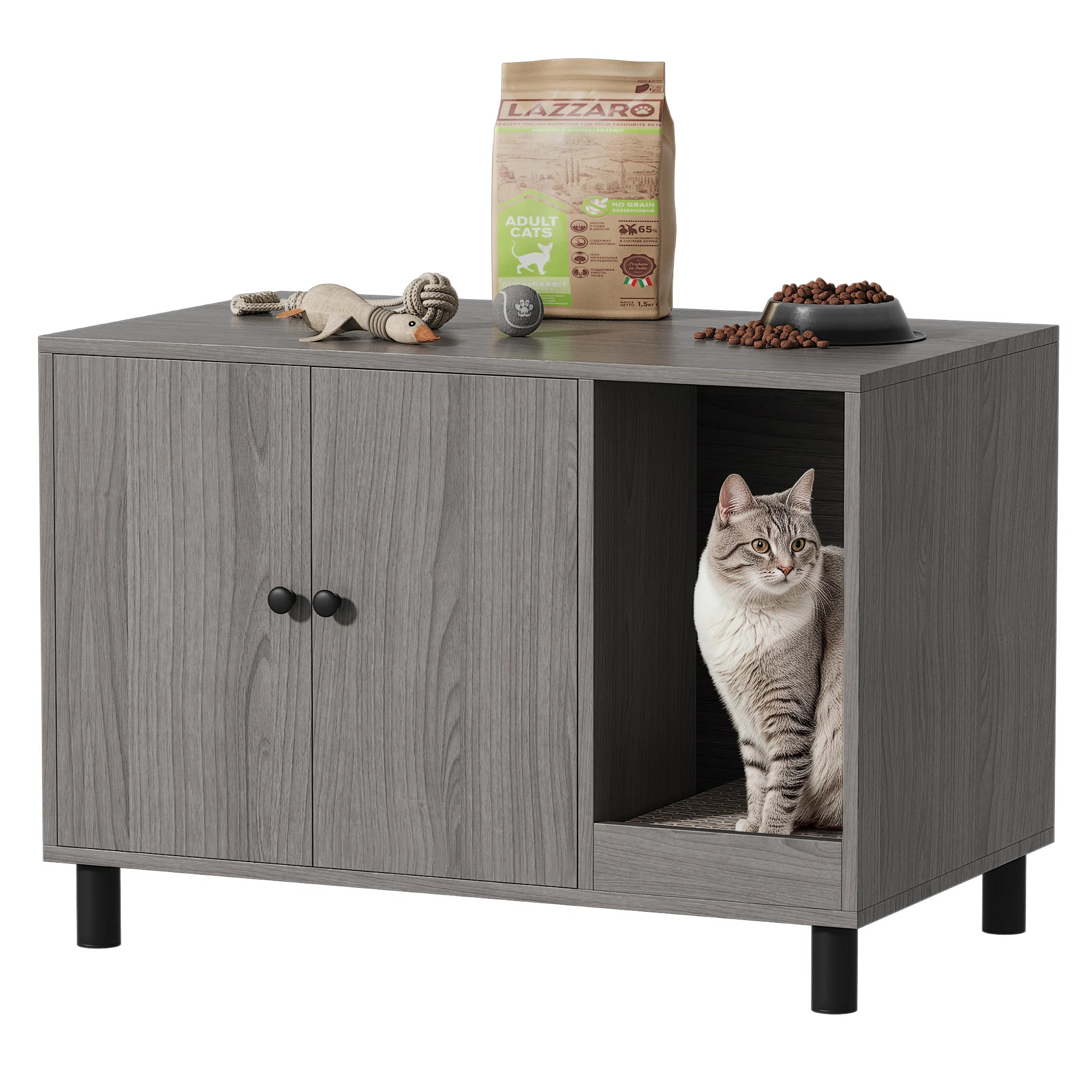 Tucker Murphy Pet™ Modern Cat Litter Box Enclosure With Cat Scratching Board, Hidden Cat Litter... | Wayfair North America