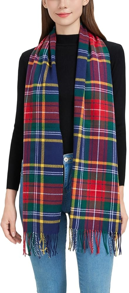 Plaid Scarf for Women and Men-Fall Winter Classic Tartan Checkered Plaid Scarves | Amazon (US)
