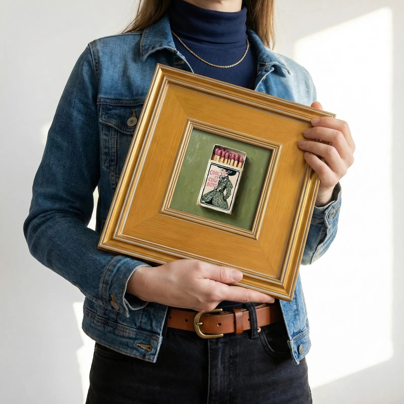 Cowgirl Mini Painting – Cool It Cowboy Small Framed Wall Art, Retro Pink Green Dorm Decor | Etsy (Global)
