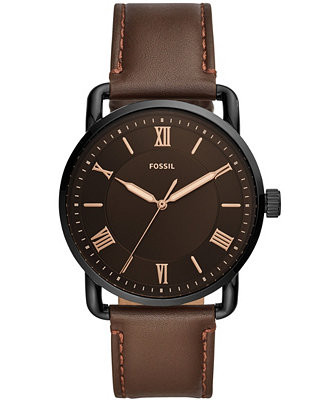 Fossil Men's Copeland Brown Leather Strap Watch 42mm - Macy's | Macy's