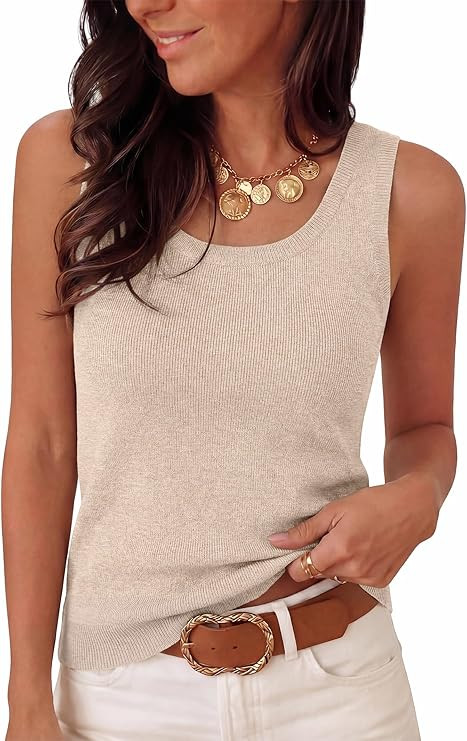 ANRABESS Tank Tops for Women Wool Blend Sweaters Sleeveless Casual Summer Fitted Shirts 2026 Spri... | Amazon (US)