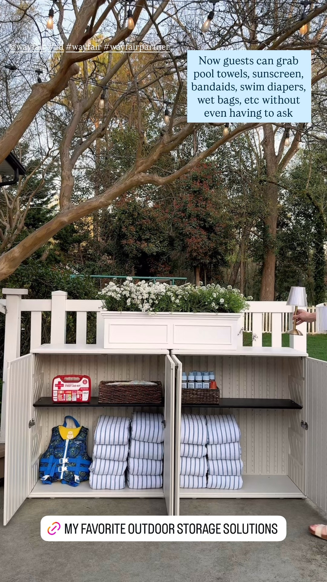 #ad I saw this weatherproof deck box @wayfair and then it hit me... why not push 2 together to make a sideboard for a backyard guest amenities station? Now guests can grab pool towels, sunscreen, bandaids, swim diapers, wet bags, etc without even having to ask. #wayfairpartner #wayfair

#LTKSeasonal #LTKSaleAlert #LTKHome