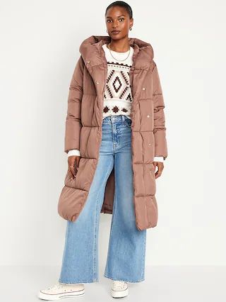 Water-Resistant Long Hooded Puffer Coat for Women | Old Navy (US)