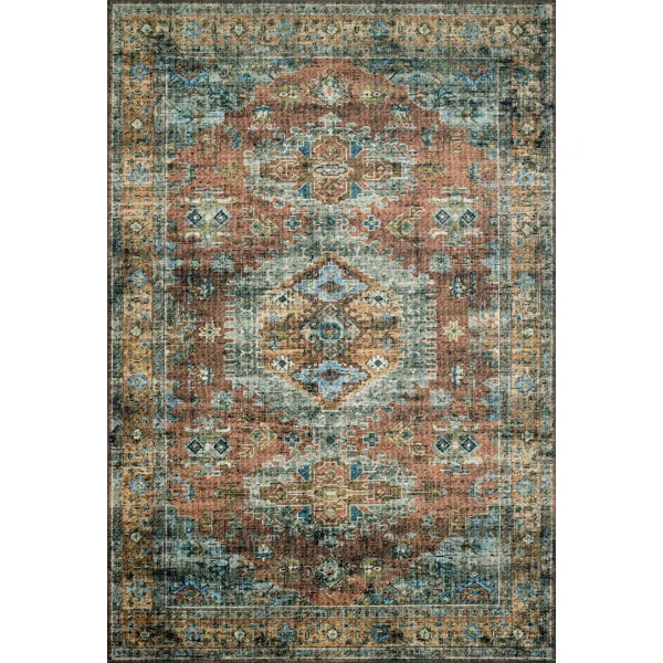 Gelo Oriental Terracotta/Sky Area Rug | Wayfair Professional