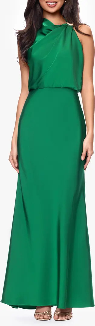 Clasp Detail Satin Gown | Nordstrom