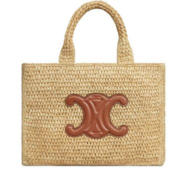 Small cabas Thais in raffia and calfskin - CELINE | 24S US