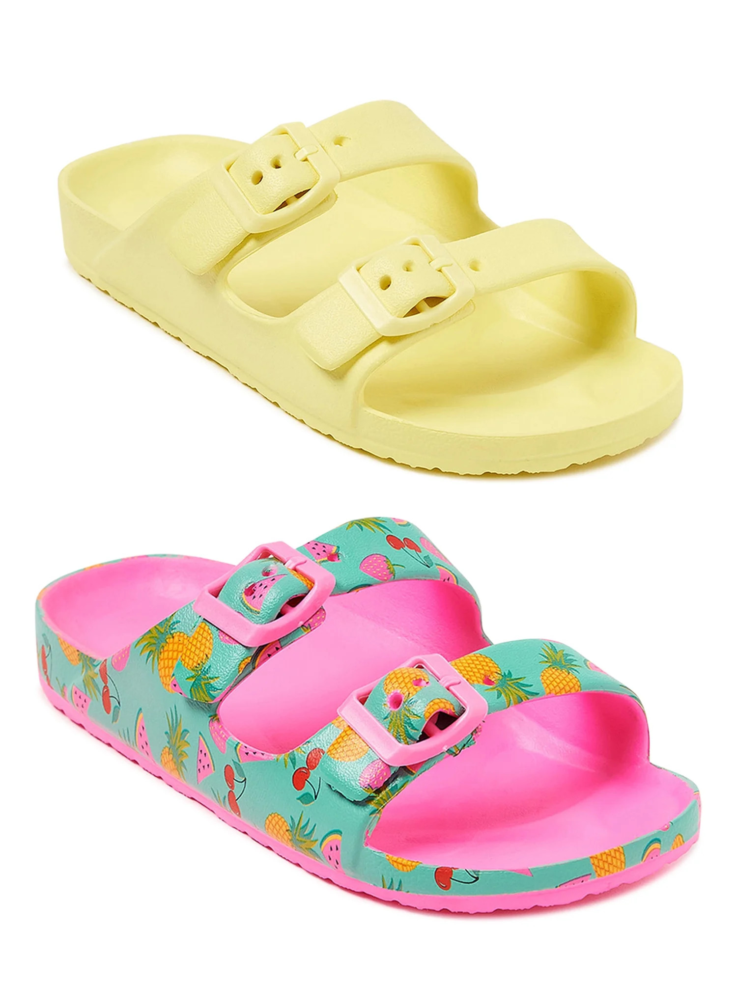 Wonder Nation EVA Beach Footbed Sandal, 2 Pack (Little Girls & Big Girls) - Walmart.com | Walmart (US)