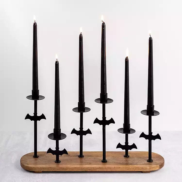 New! Black Metal Bat Taper Candle Holder Runner | Kirkland's Home