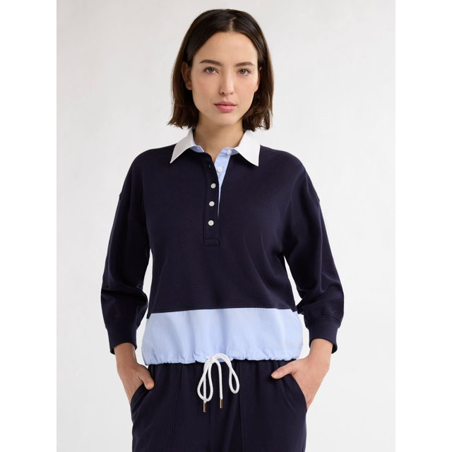 Free Assembly Women’s and Women's Plus Cotton Drawstring Mixy Top, Sizes XS-4X | Walmart (US)