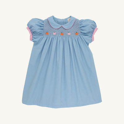 Mary Dal Dress - Barrington Blue & Sandpearl Pink with Pumpkin Smocking | The Beaufort Bonnet Company
