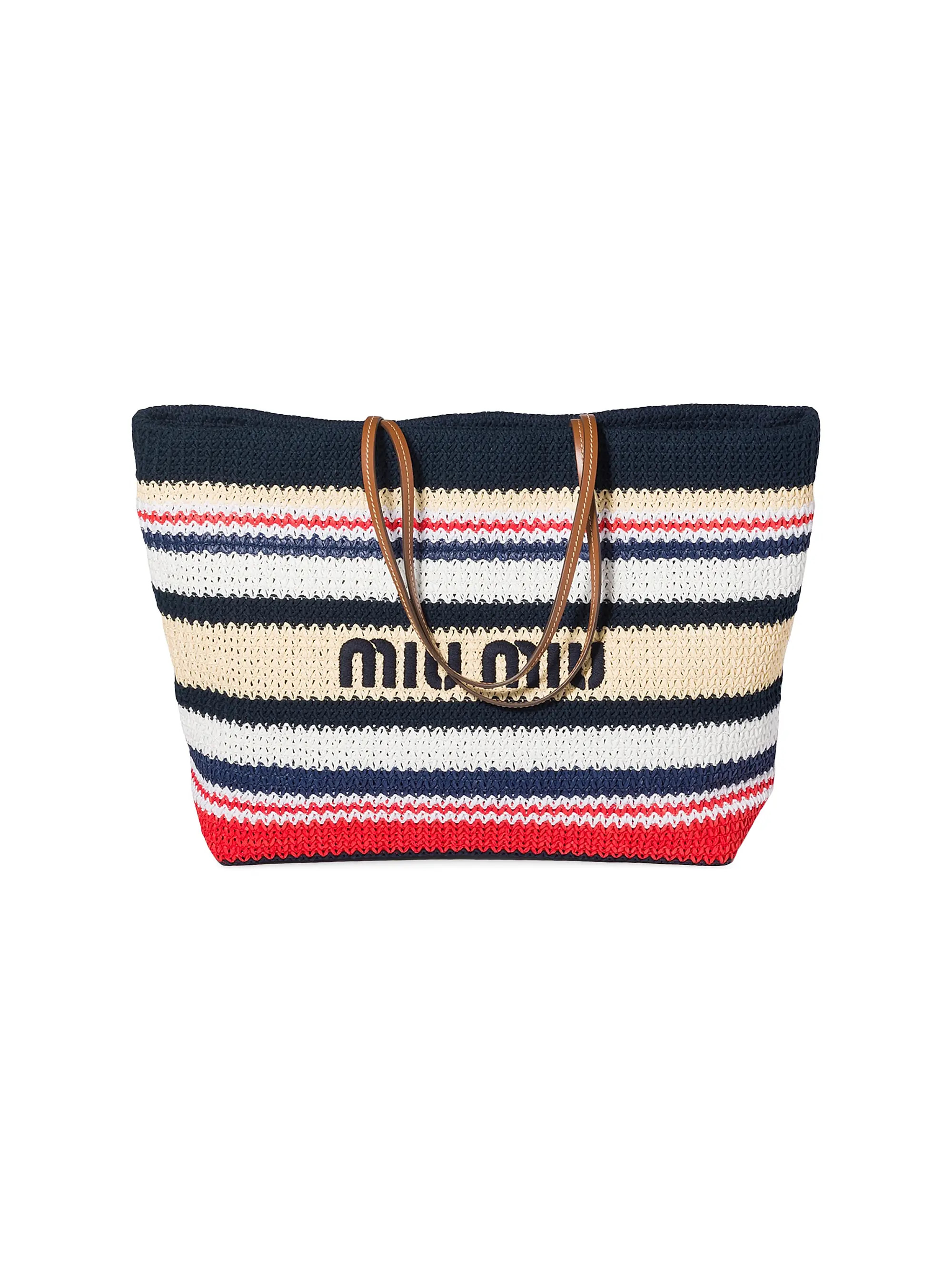 Miu Miu Raffia-Effect Woven Shoulder Bag | Saks Fifth Avenue | Saks Fifth Avenue